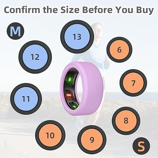 OJOS Silicone Ring Cover Compatible with Oura Ring Gen 3/ Gabit Ring, Round Ring Case Elastic Ring Protection Smart Ring Protector Sleeve Accessories (Purple, S