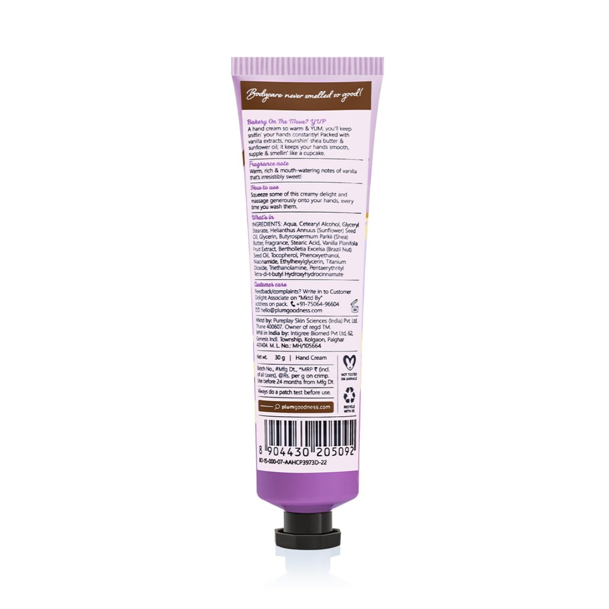 Plum BodyLovin' Vanilla Vibes Hand Cream | Ultra Moisturizing With Shea Butter | Non-Greasy & Lightweight | Irresistible Warm Vanilla Fragrance | Travel Friendl