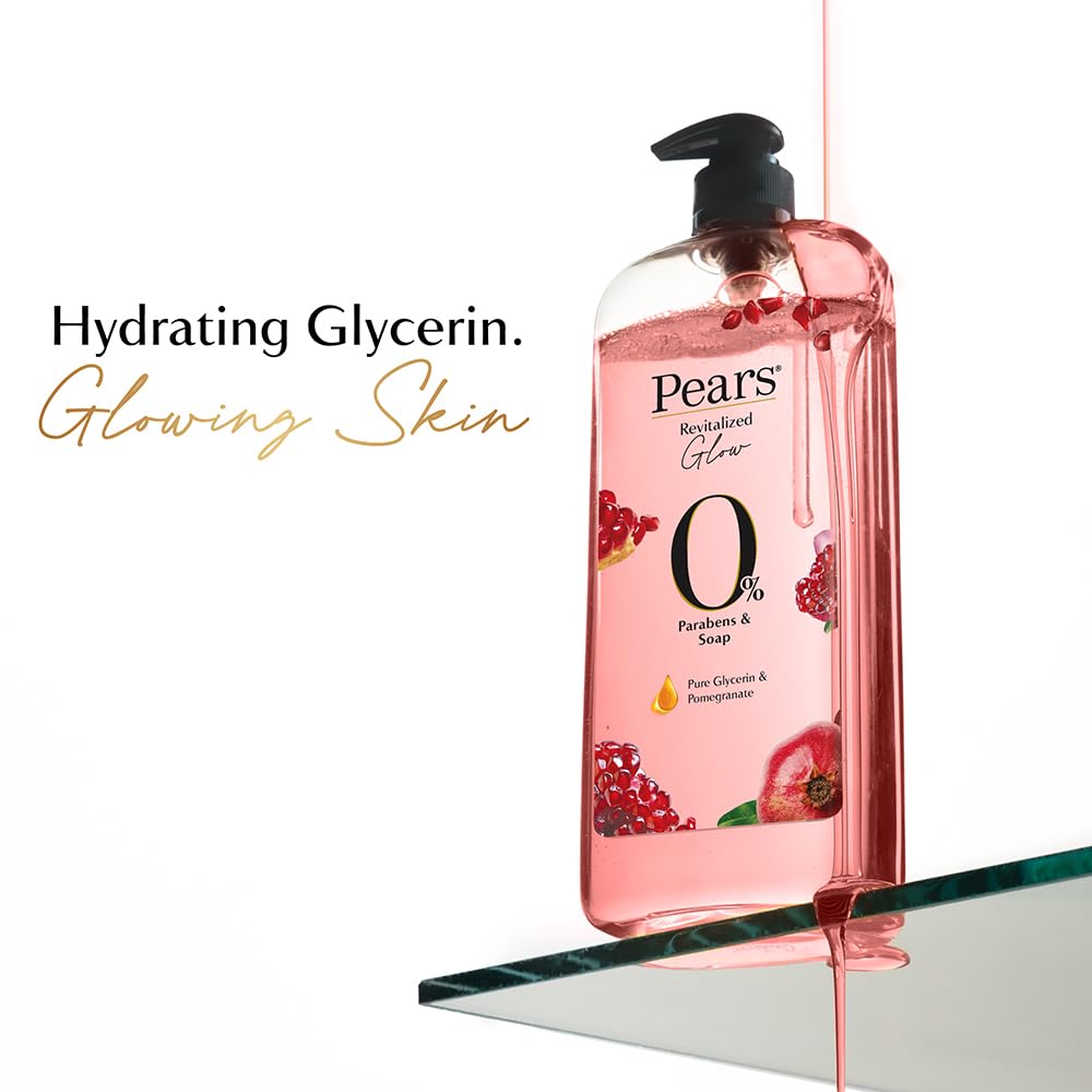 Pears 98% Pure Glycerin Revitalized Glow Body Wash with Pomegranate and 0% Parabens & Soap for a Revitalized Glow, 750ml 750 ml (Pack of 1)