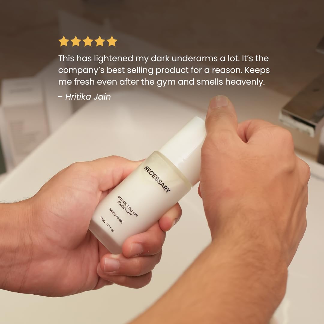 Necessary Roll-On Deodorant for Dark Underarms, White Musk, 50ml White Musk Pack of 1
