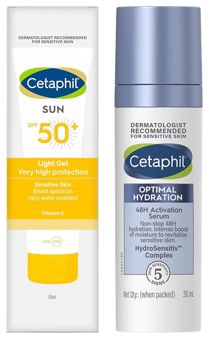 CetaphilCombinationSkinSunSpf50SunscreenVeryHighProtectionLightGelWaterResistantVitaminE50MlPackOf1 Optimal Hydration Lightweight Serum 30 ml