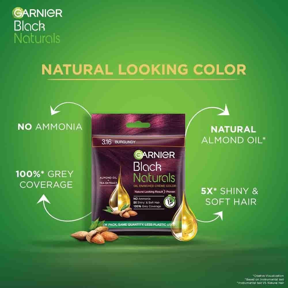 Garnier Black Naturals Hair Color No.3.16 Burgundy 20ml +20 gm (PACK OF 6)