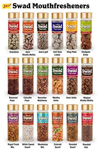 Swad Candy Pack (25 Digestive Toffees) & After Meal Mouthfresheners (White Sweet Saunf, Anardana, khatta Meetha aam, Banarasi Paan & Navratan Mukhwas Pachak) 6