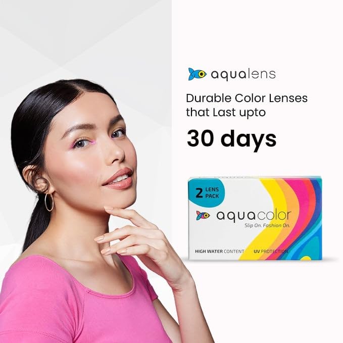 Aqualenses Aquacolor Monthly Disposable Colored Lenses with 0 Power - Mystery Hazel - (2 Lens/Box)