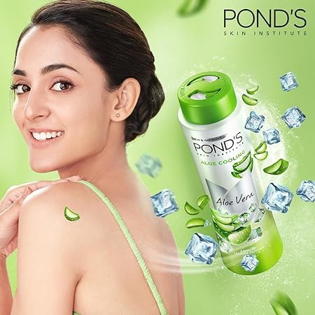 POND'S Aloe Cooling Powder, 180g, for Comfortable and Cool Skin in Summer, with Goodness of Aloe, 3X Instant Cooling, Long-Lasting Fragrance