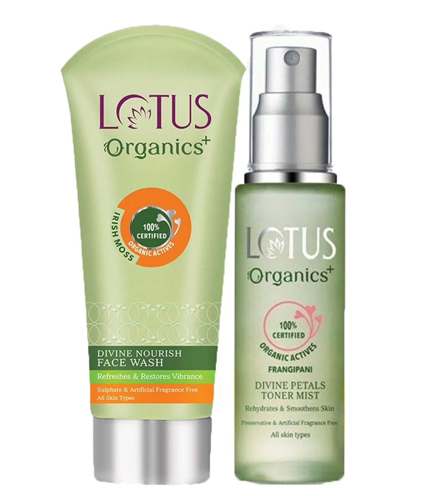 Lotus Organics+ Divine Petals Face Toner Mist 50 ML+ Face Wash 100 ML