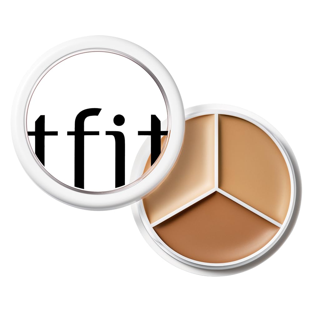 TFIT Multi-Use Pot Concealer - Triple Palette | High-Pigmented, Full Coverage & Crease-Proof | Korean Concealer for Dark Circles, Redness & Blemishes, 01 NEUTRA