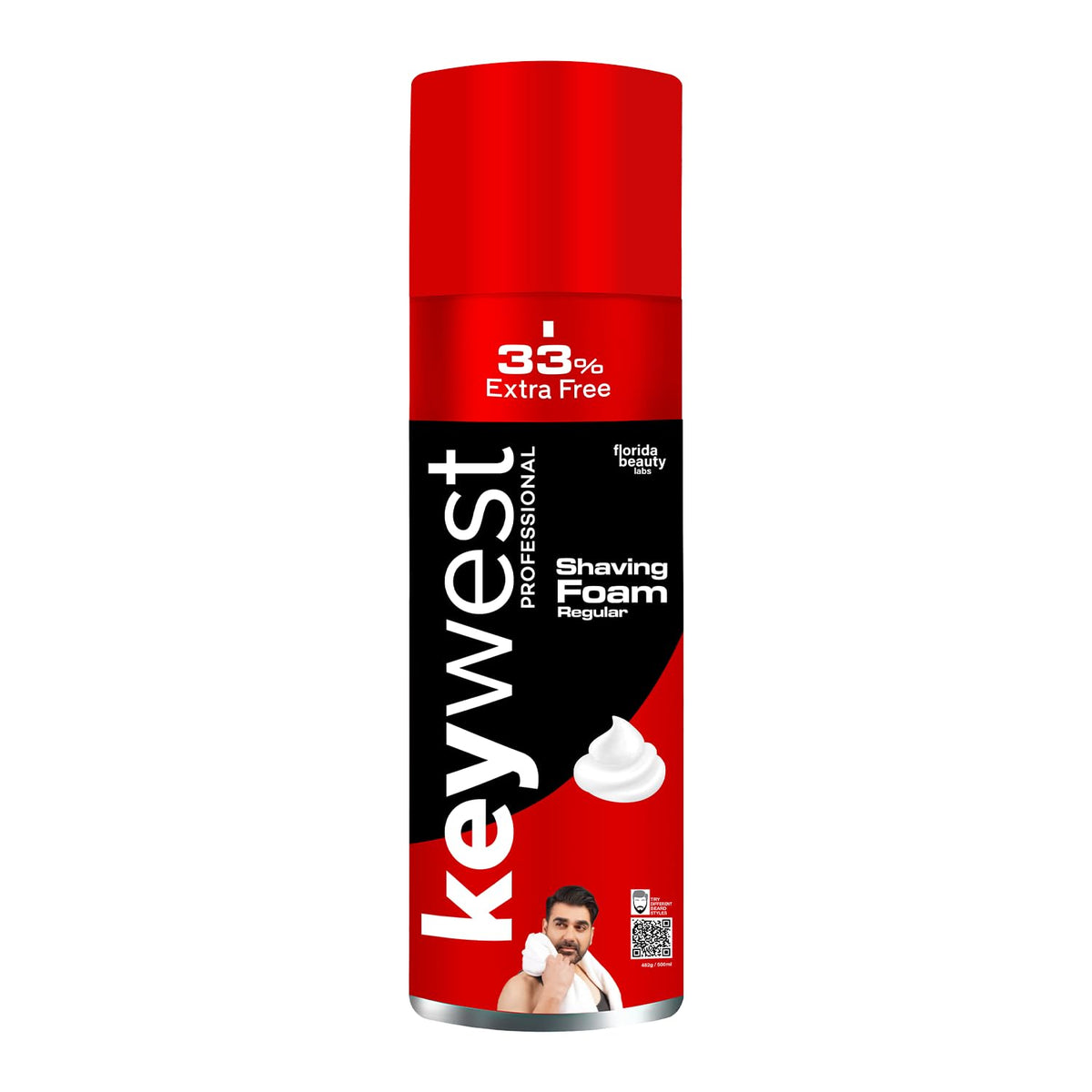 Keywest Regular Pre Shaving Foam for Men 482gm (33% Extra Free) | Shave Foam for Men All Skin Types | More Than 120 Shaves | Enriched with Tea Tree Oil, Vitamin