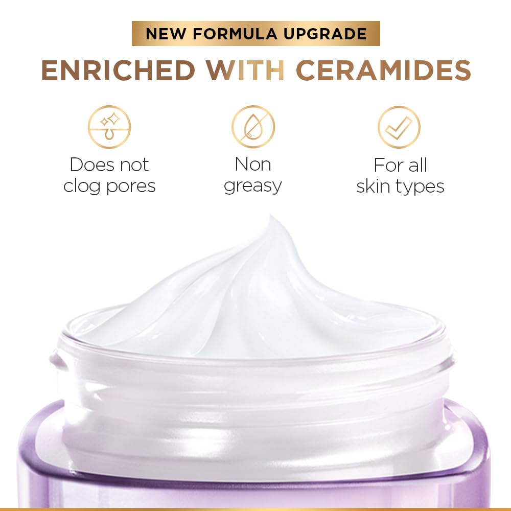 L'Oréal Paris Hyaluronic Acid Line Filling Water Cream, Moisturiser, Hyaluronic Acid for Hydration, Replumps Skin, Ceramides for Skin Barrier Repair, Reduces Fine Lines, 50ml