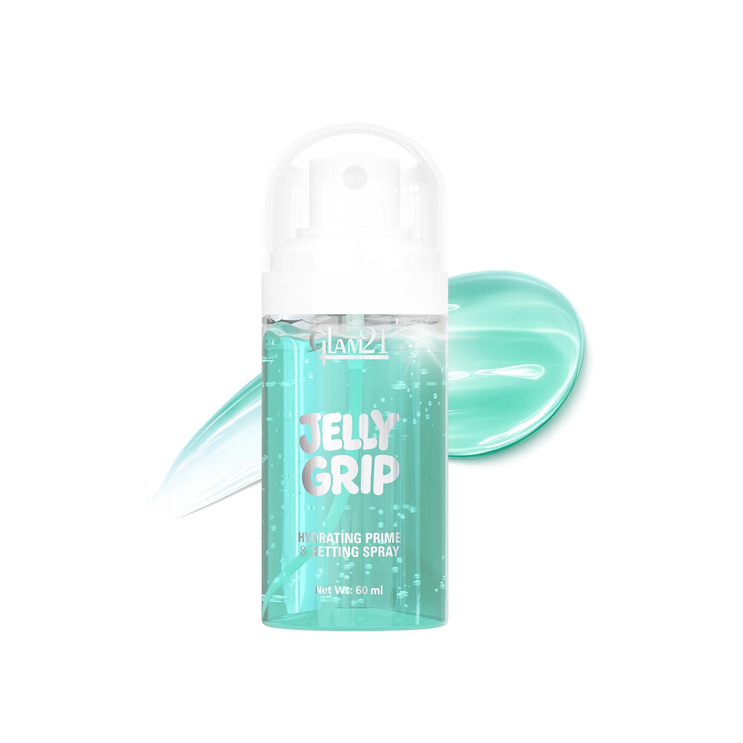 Glam21 Jelly Grip Hydrating Setting Spray & Primer Mist with Aloe Vera & Sodium Hyaluronate – Lightweight Dewy Finish Makeup Grip Spray, Long-Lasting Smudge-Proof Hold | 60ml