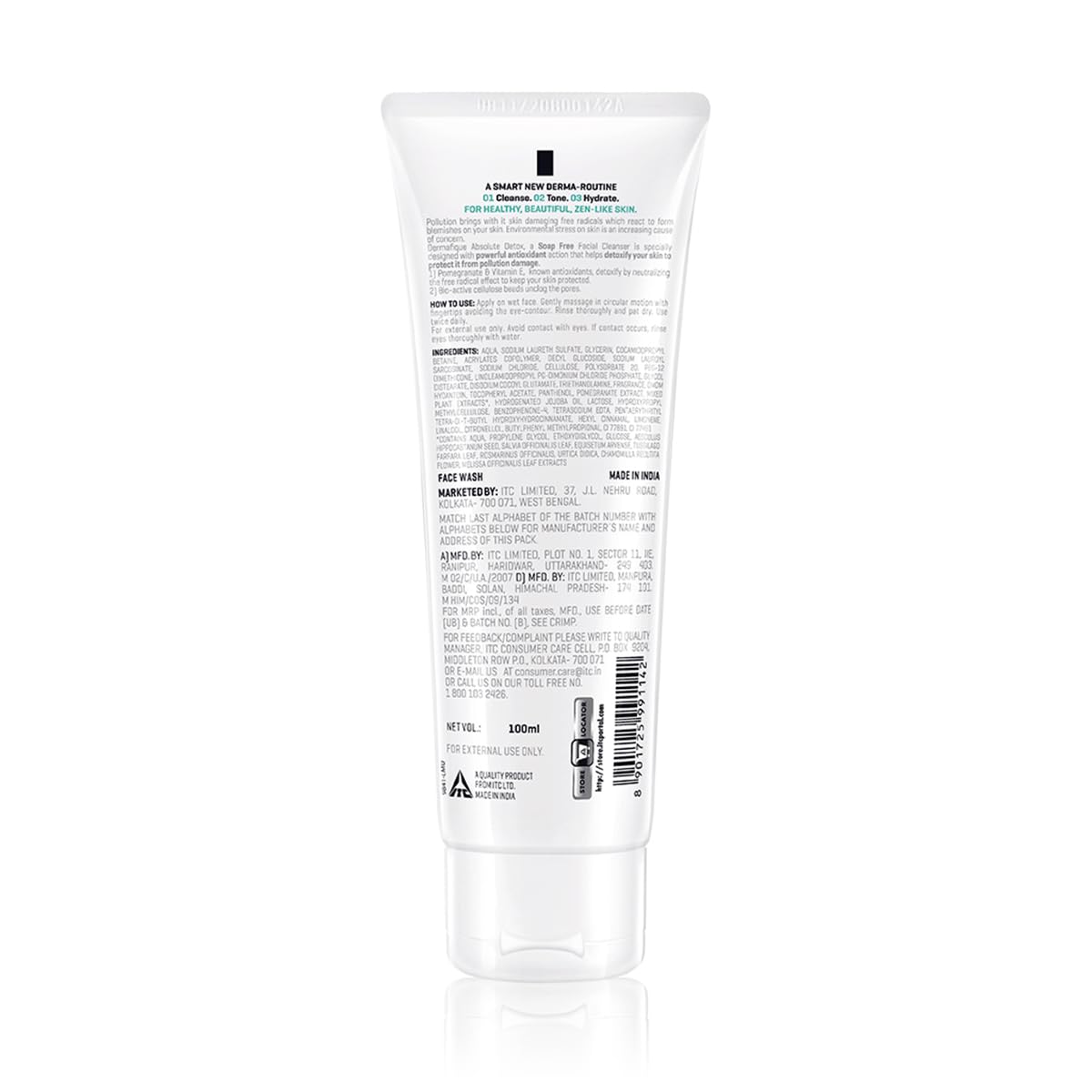 Dermafique Absolute Detox Facial Cleanser 100ml | Antioxidants fight Pollution, Preserve Barrier, Bio-Active Cellulose | Dry, Oily, Normal Skin Face Wash|Women
