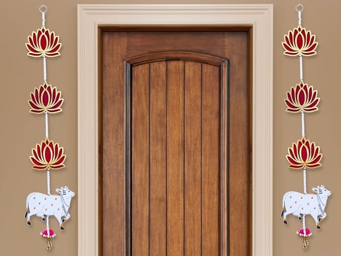 Kalakriti Artificial Blossom Lotus Flowers Garland for Ganpati Diwali Wedding Party Festival Mandir Pooja Room Home Decoration -155 cm/ 5 ft Long, Pack of 4 (Lo
