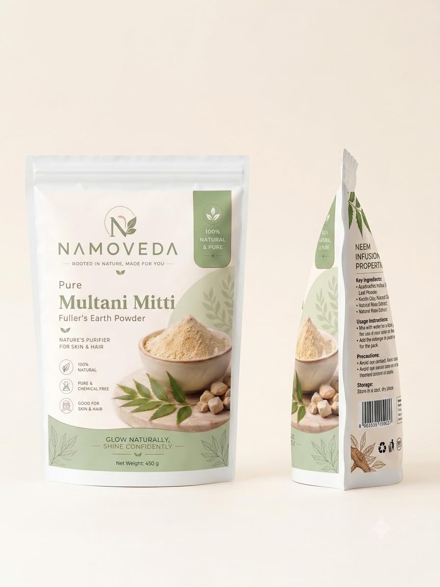 NAMOVEDA Natural Multani Mitti Clay Powder 450 g for Face Care