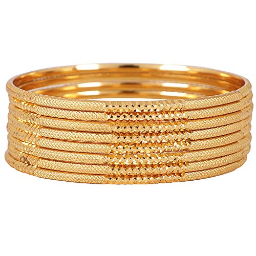Handcrafted One Gram Gold Plated Set of 8 Traditional Bangles for Women and Girls