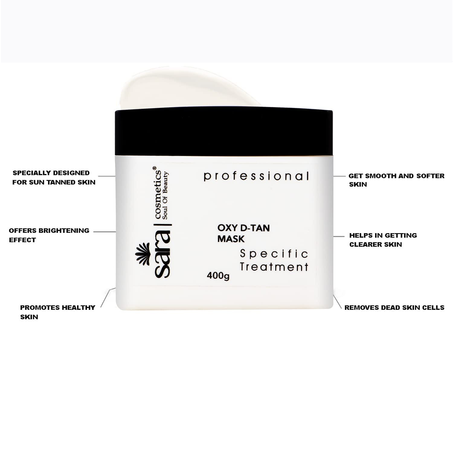 SARA - SOUL OF BEAUTY Oxy D-Tan Mask Cream for Tan Removal (400g)