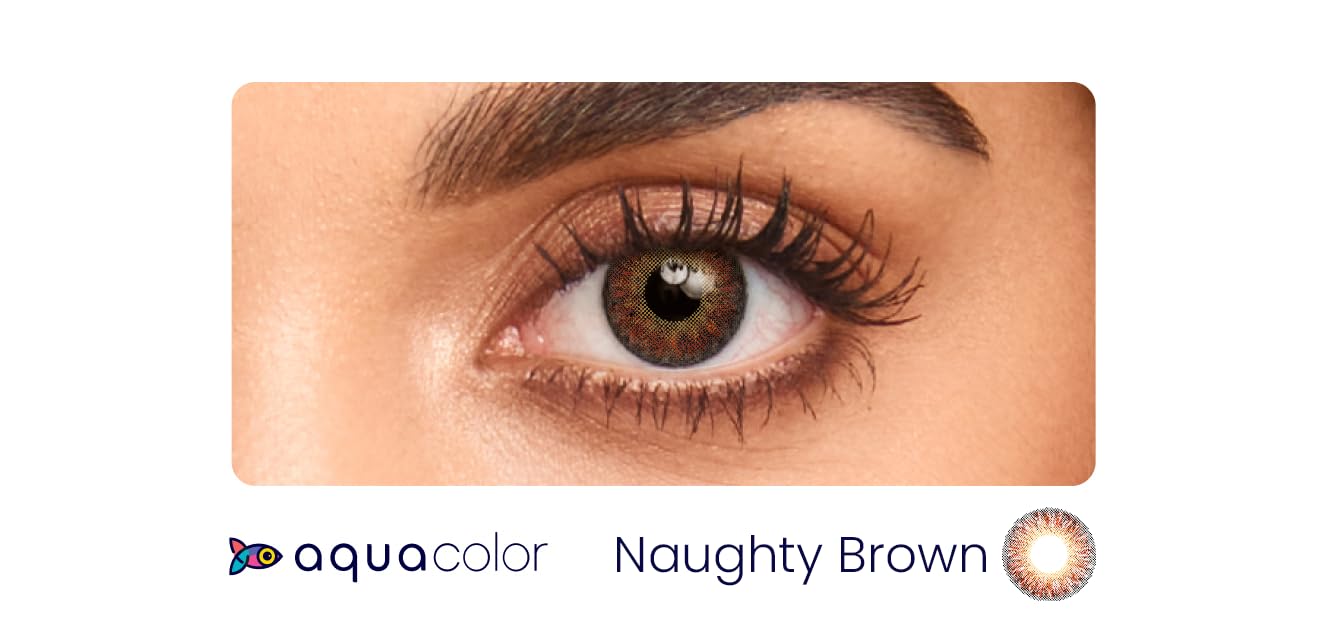 Aquacolor Daily Disposable Colored Lenses with 0 Power - Naughty Brown - (10 Lens/Box)