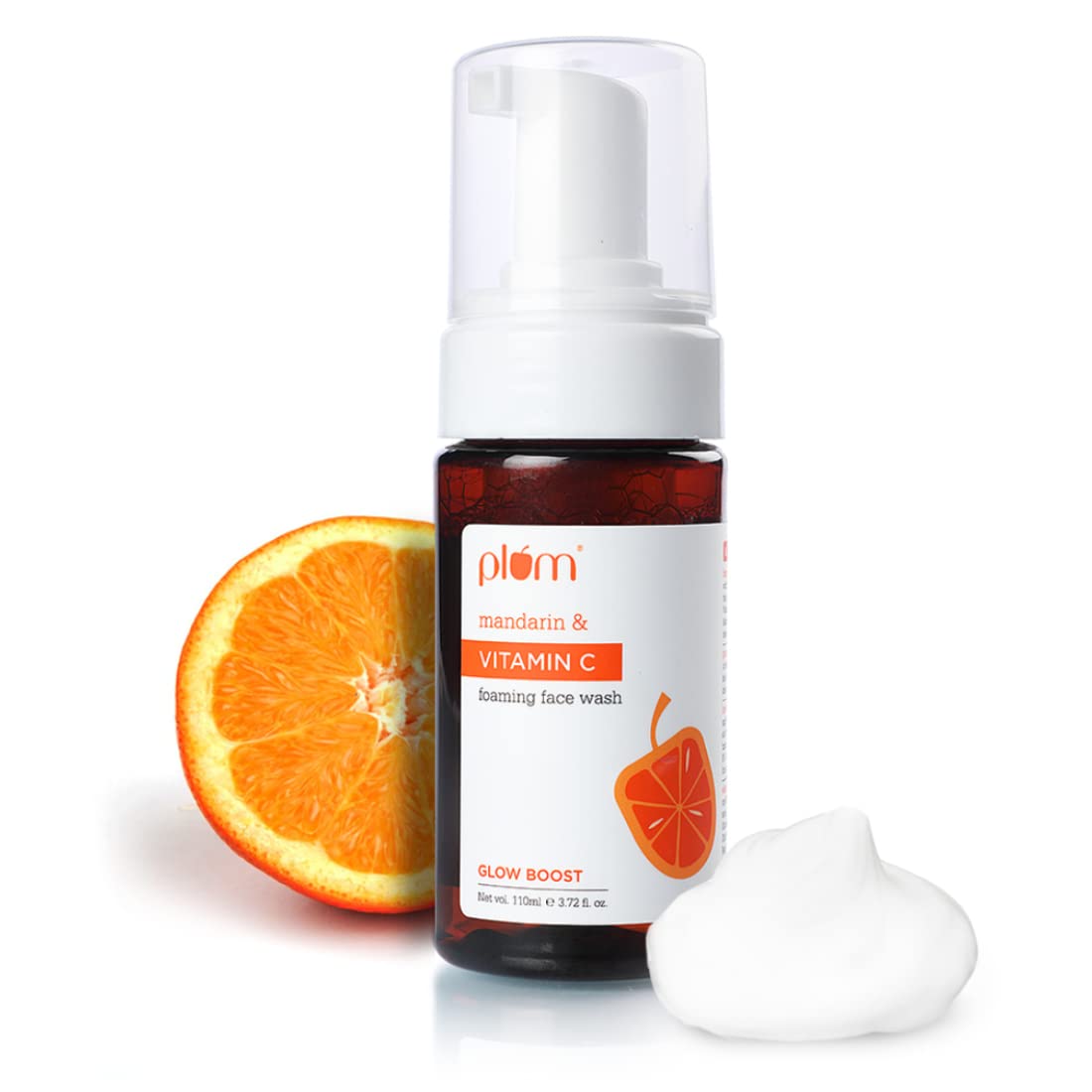Plum Vitamin C Foaming Face Wash with Mandarin | For Glowing Skin | For Gentle Cleansing | For Hyperpigmentation & Dull Skin | Sulphate-Free | 100% Vegan 110ML,