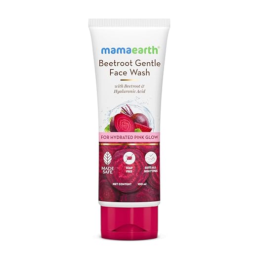 Mamaearth Beetroot Gentle Face Wash&Hyaluronic Acid For Hydrated Pink Glow -100Ml|Gently Cleanses|Hydrates&Soothes Skin|Soap - Free|Non-Irritant|Safe For Skin|H