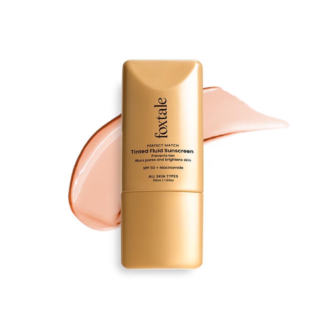 Foxtale SPF 50 PA++++ Tinted Sunscreen, 01 Nude | In-Vivo Tested & UVA/B Protection | Niacinamide & Vitamin E | Daily Wear, Blurs Pores, Evens Tone, Matte Finish, Non-Greasy | All Skin Types | 50ml