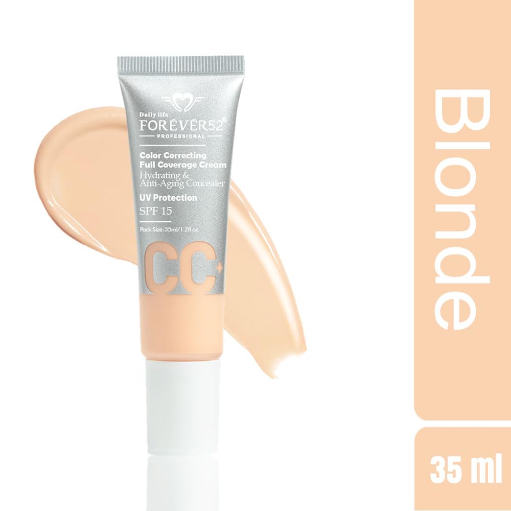 Daily Life Forever52 Color Correcting Full Coverage CC Cream for Normal Skin | Conceals Dark Spots and Blemishes (Blonde - 001)