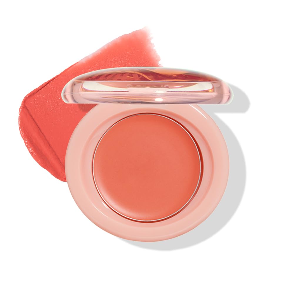 Etude Fruity Lip & Cheek Blur Balm| Cream blush, Soft Melting Texture| Highly pigmented Korean Tint| Cute Puff applicator|Korean Makeup-02 Sweet Papaya 2.3g