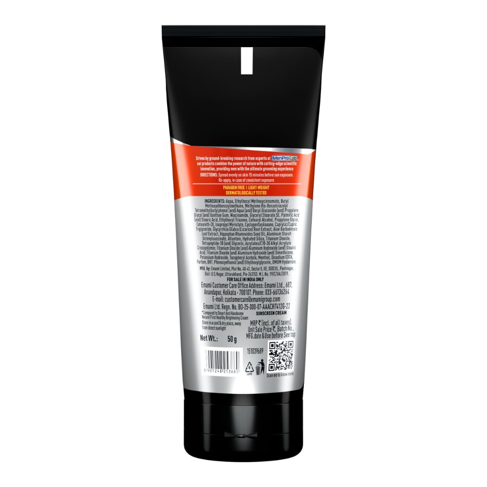 Smart And Handsome Sunshield Promaxx Sunscreen, Spf 50+ Pa+++, Protect & Reboot, 50g, Sea Buckthorn Extract + Helioedge5™ Technology, Zero White Cast, Dermatolo