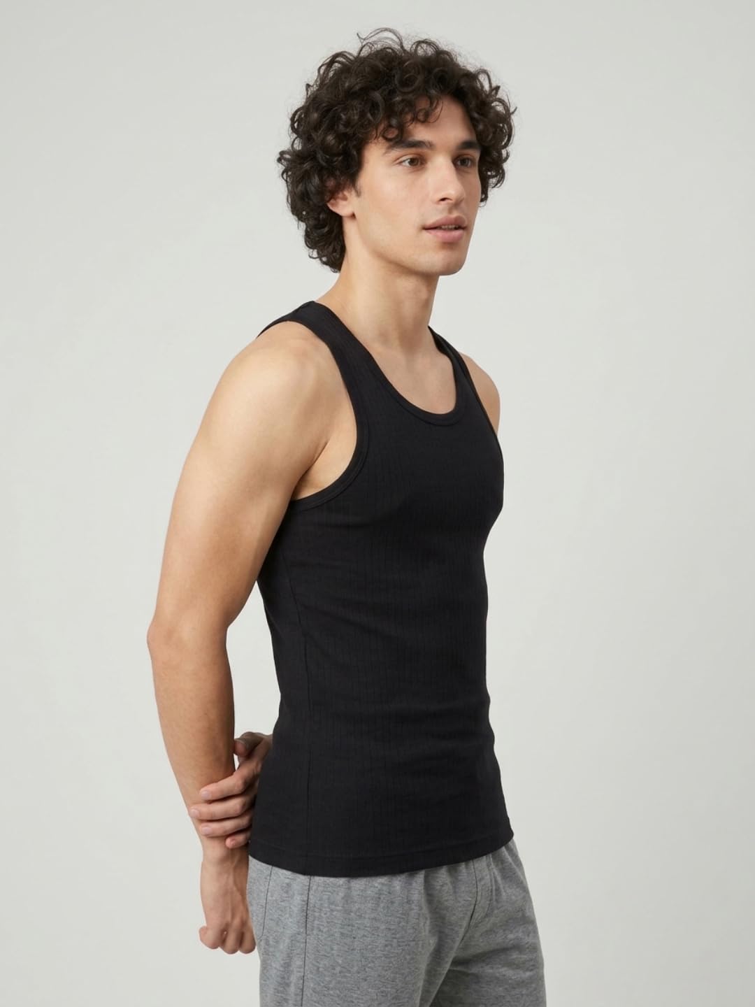 Park Avenue Men Body fit Solid Pattern Pure Cotton Vest 100 Black