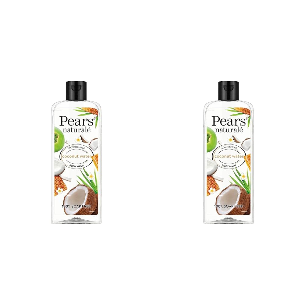 Pears Naturale Nourishing Coconut Water Body Wash 250 ml, 100% Natural Ingredients, Liquid Shower Gel with Honey for Glowing Skin - Paraben Free (Pack of 2) 250