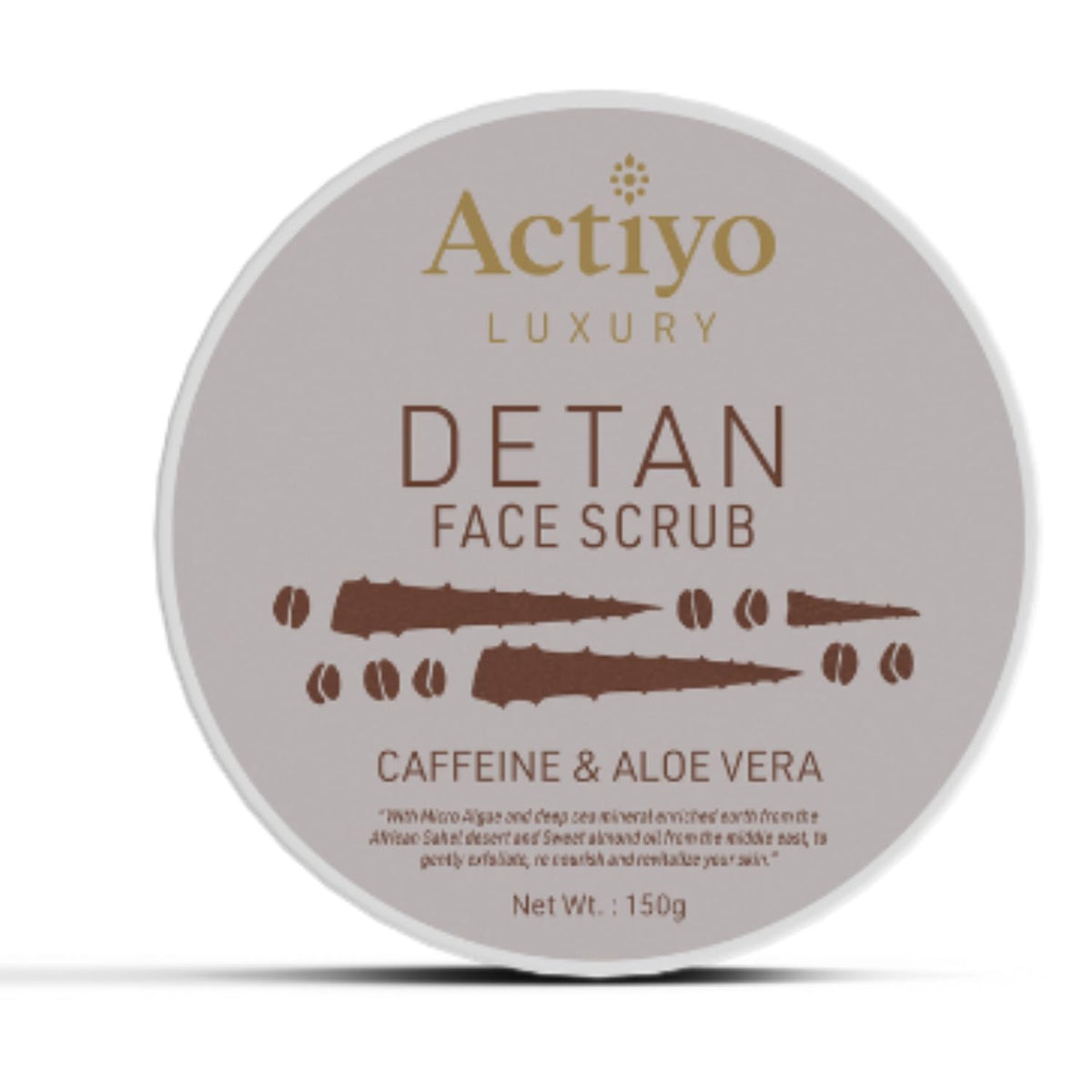 Luxury Exfoliating Caffeine and Aloe Vera Detan Face Scrub for Men and Women (150g)