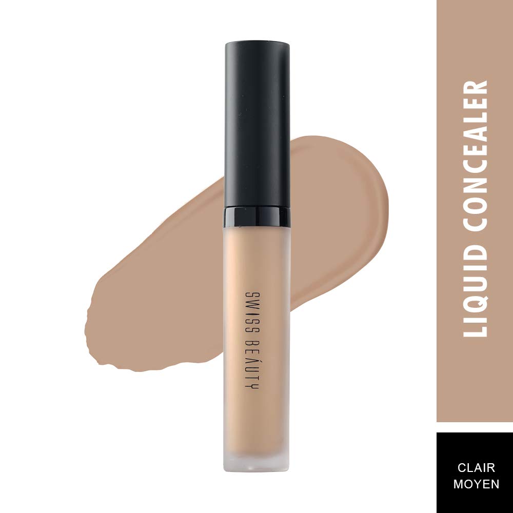 Swiss Beauty Liquid Light Weight Concealer With Full Coverage |Easily Blendable Concealer For Face Makeup With Matte Finish | Shade- Clair Moyen, 6g