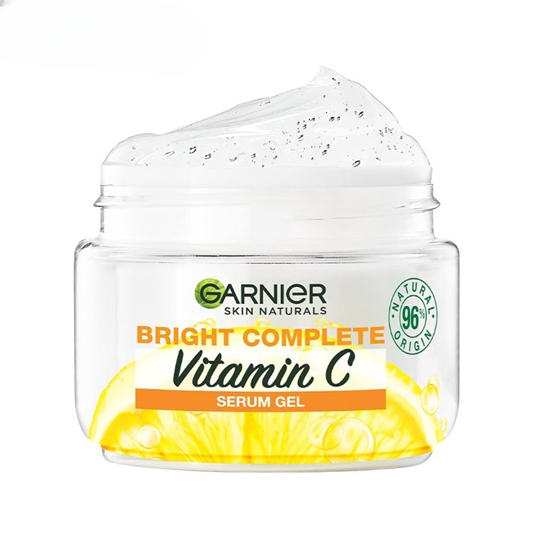 Garnier Skin Naturals, Night Cream, Anti-Dark Spots & Brightening, Bright Complete Vitamin C Yoghurt, 40 g & Garnier Brightening Moisturiser, Serum Gel, Infused