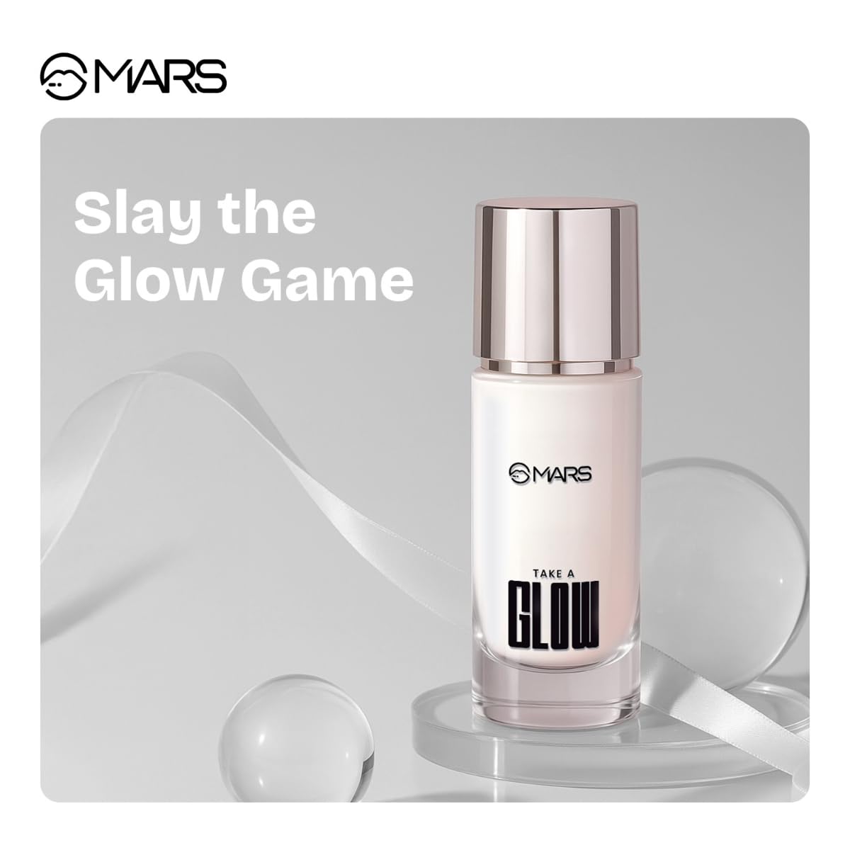 MARS Take A Glow Illuminating Primer + Strobe Cream | 3-in-1 Formula: Moisturiser, Face Primer & Highlighter | Enriched with Jojoba Oil, Madecassoside & Ectoin (30ml) (02-LIGHT BEAM)