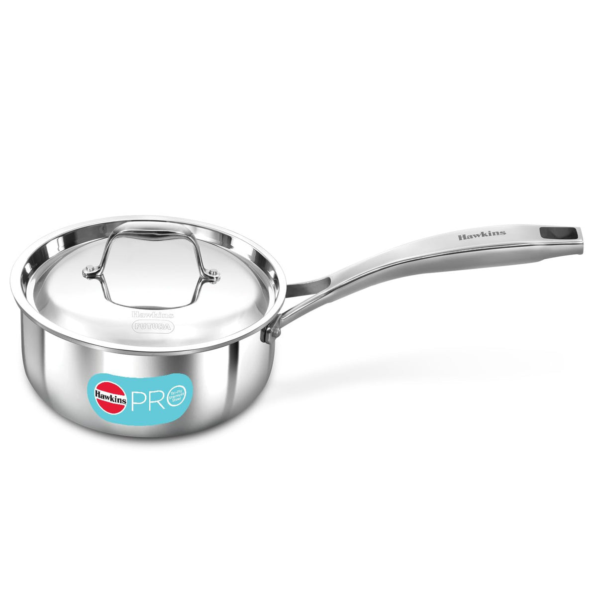 Hawkins Pro 1.5 Litre Sauce Pan, Tri-Ply Stainless Steel Tea Pan/Milk Pan with Stainless Steel Lid, Silver (PSSP15S) 1.5 Litres