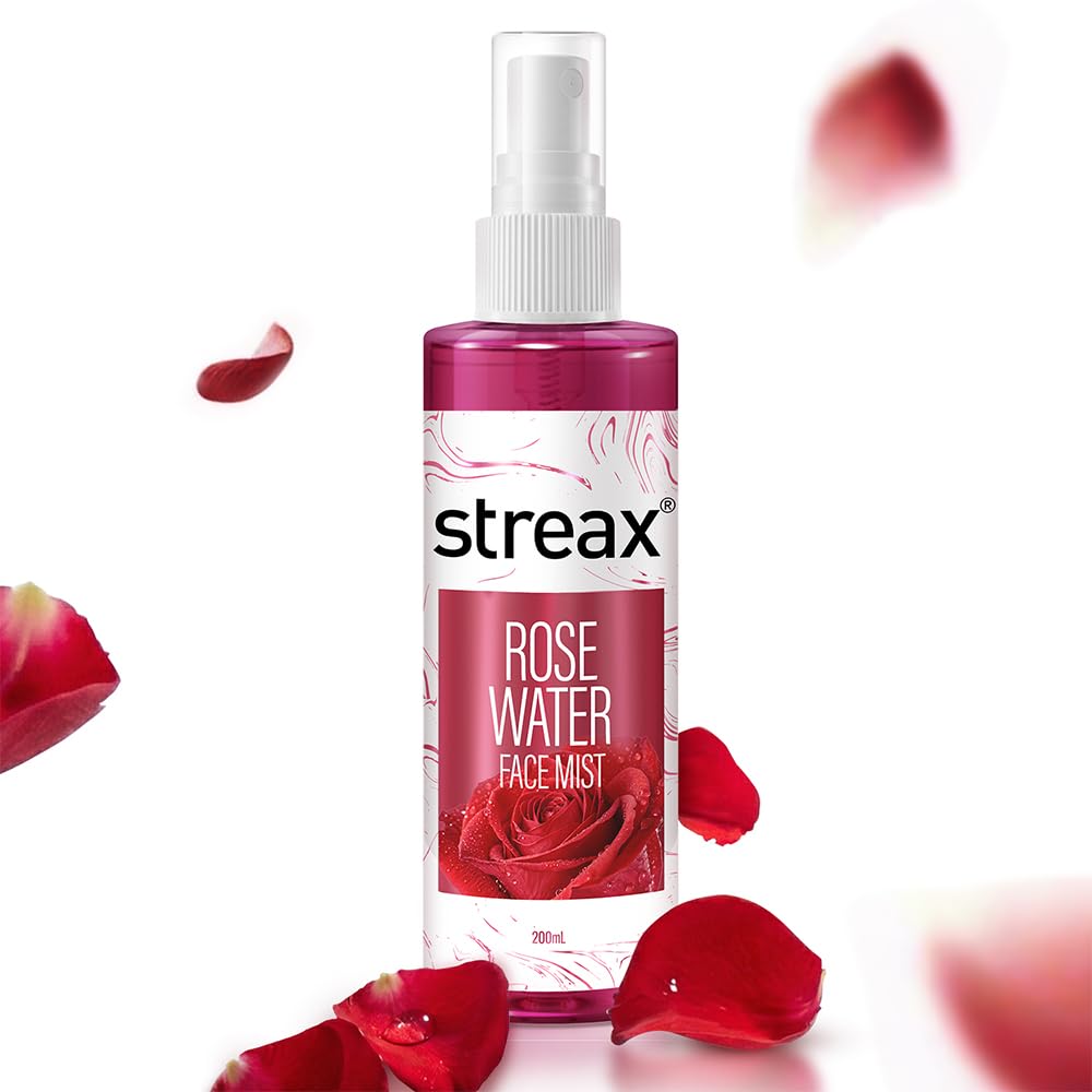Streax Rose Water for Face- 100 ml, Pure Rose Water Toner, Hydrating Face Mist Spray, Refreshing Face Mist for Glowing Skin 100 ml pack of 1
