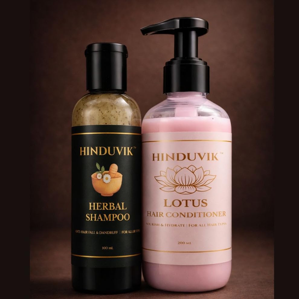 Natural 28 Herbs Amla Bhringraj & more Cleanser (Shampoo) & Lotus Conditioner | Controls Dandruff, Hair Fall | Reduces Scalp Irritation | Paraben and Sulphate F