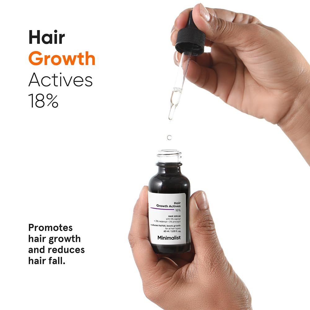 Minimalist Hair Growth Serum With 3% Redensyl, 3% Anagain, 3% Procapil, 5% Capixyl & 4% Baicapil 18% Hair Growth Actives | For Hair Fall Control | For Men & Wom