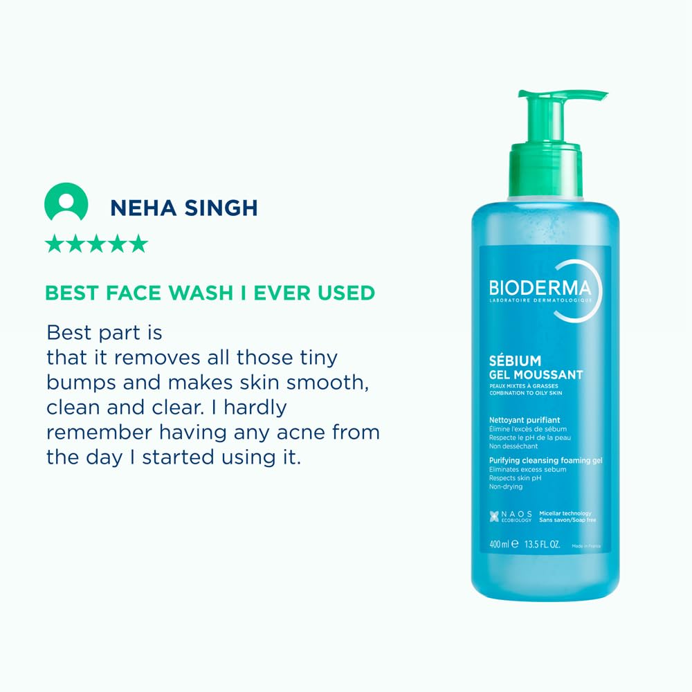 Bioderma Sebium Gel Moussant Purifying Cleansing Foaming Gel Combination To Oily Skin, 400ml