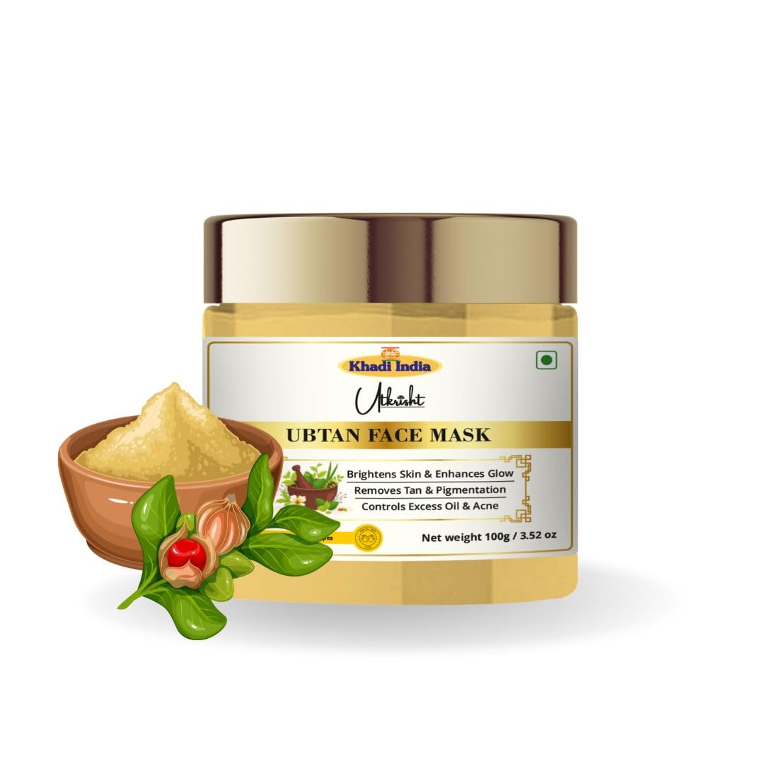 Khadi Ubtan Face Mask 100g | For Breakouts, Tanning & Glowing Skin | With Turmeric, Besan, Rose Water & Sandalwood Powder | Removes Dirt & Impurities | For Men