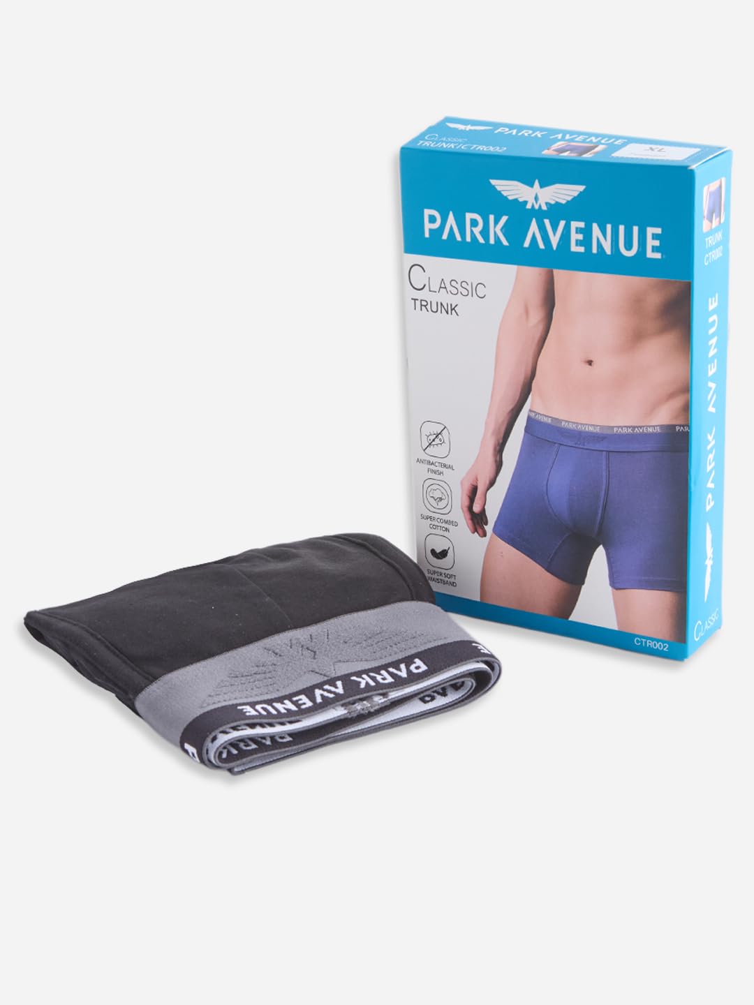 Park Avenue Men Regular Fit Solid Pattern Cotton Spandex Blend Trunk 100 CM Black
