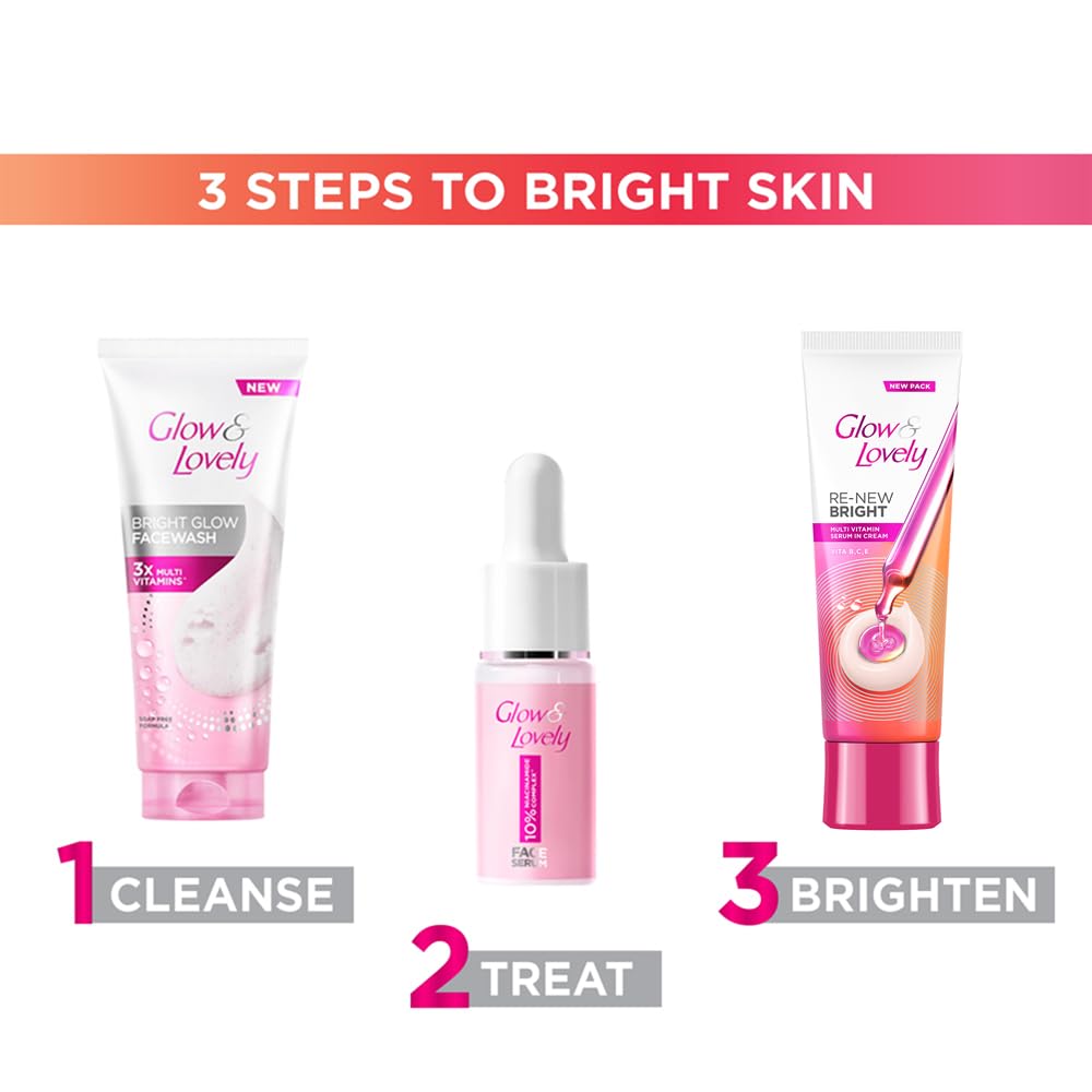 "Glow and Lovely Renew Bright Multivitamin Serum in Cream | Vitamins B,C and E | Renews Skin cells |Bright and Healthy Skin | Clinically proven formula is derma