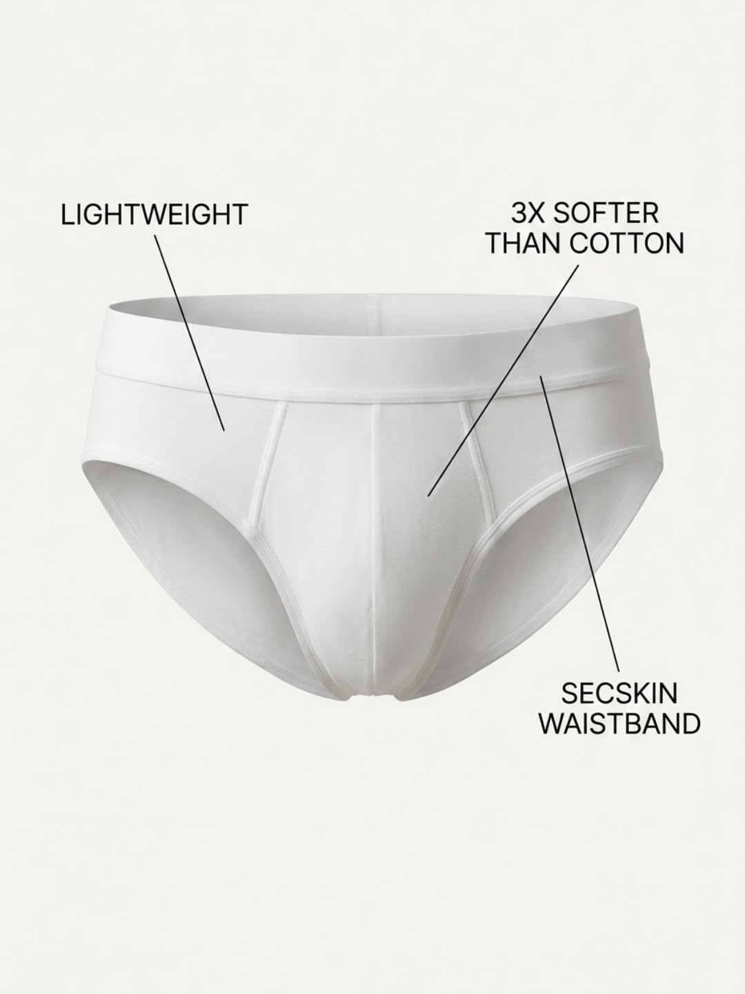 Park Avenue Men Regular Fit Solid Pattern Modal Elastane Blend Brief L White