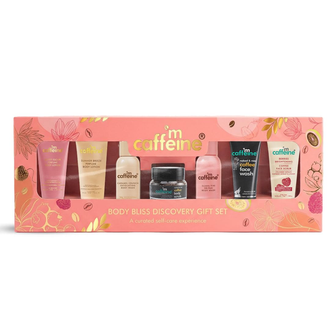 mCaffeine Body Bliss Discovery Gift Set| Rakhi Gift Set & Perfect for gifting on any occasion| For both men & women| Complete Face & Body Care Kit| Includes Fac