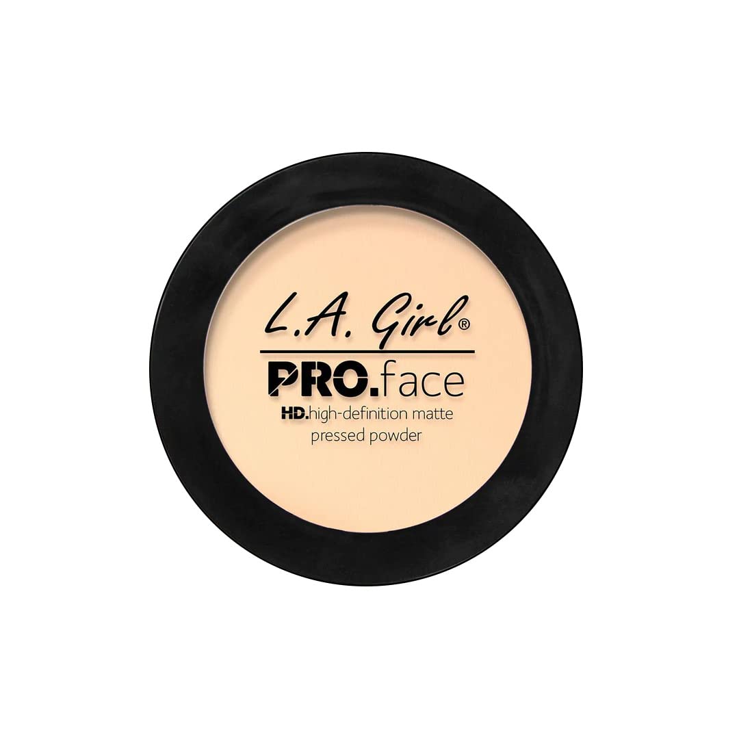 L.A. Girl HD Pro Face Pressed Powder – Creamy Natural | Matte Finish Compact Powder for Medium to Fair Skin | Oil-Control Formula | Lightweight, Buildable Coverage