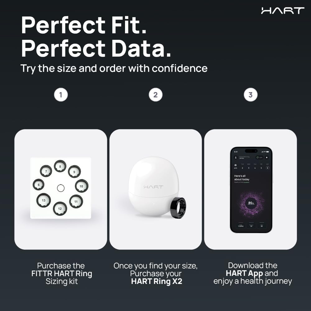 FITTR HART X2 Smart Ring, Fitness & Health Tracker, Frost Silver, Size 9 Frost Silver 9