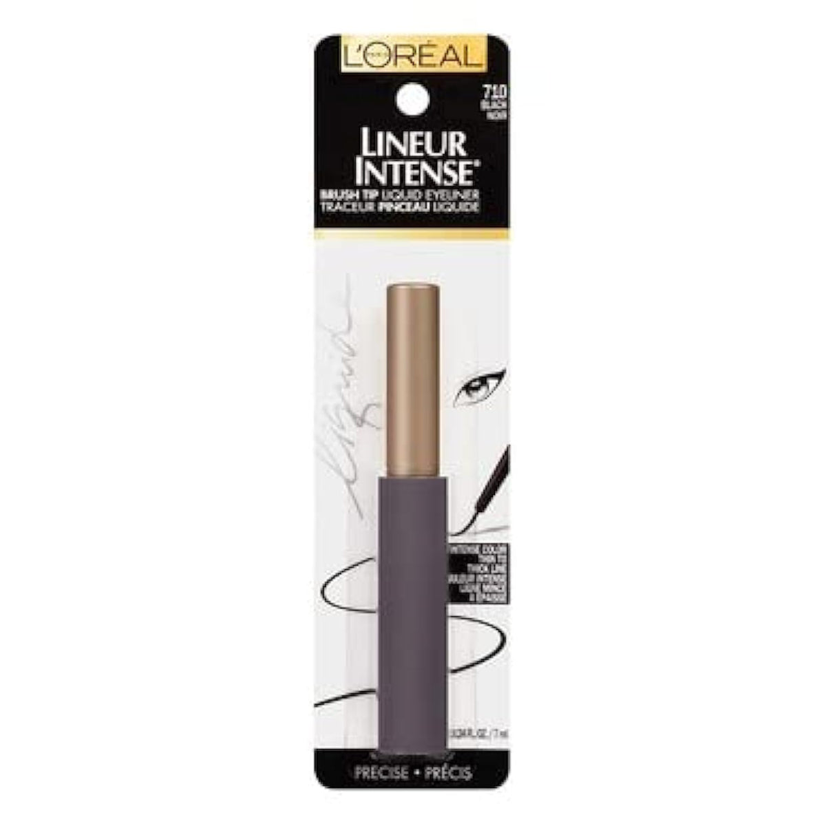 L'OREAL PARIS Lineur Glossy Intense Brush Tip Liquid Eyeliner, Black, 0.24 Ounces