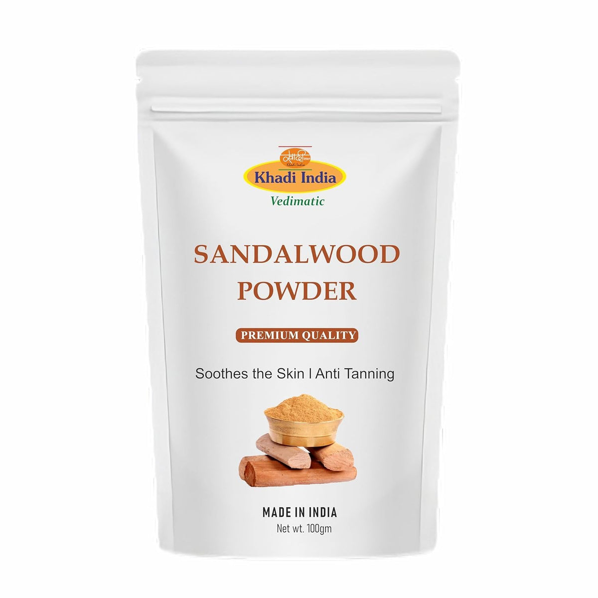 Khadi 100% Pure Sandalwood Powder Face Pack for Glowing Skin & Tan Removal - Pure, Natural Effective with Santalum Album Chandan Powder Fresh (100gm., SANDALWOO