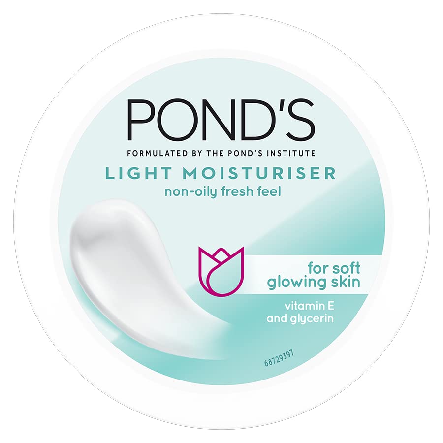 POND'S Light Face Moisturizer 200 ml, Daily Lightweight Non-Oily Cream with Vitamin E for Soft Glowing Skin, SPF 15 - With Vitamin C & Niacinamide&Pond's Natura