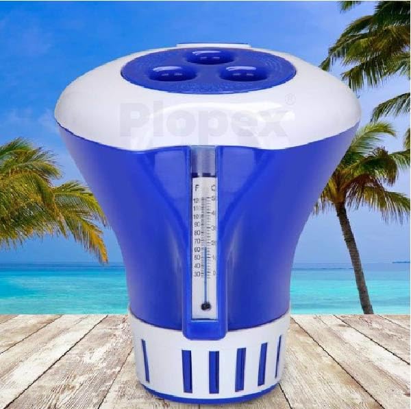 Swimming Pool Chemical Floating Chlorine Tablets Dispenser with Thermometer for Swimming Pools, Spas, Hot Tubs, Fish Ponds & Aquarium.