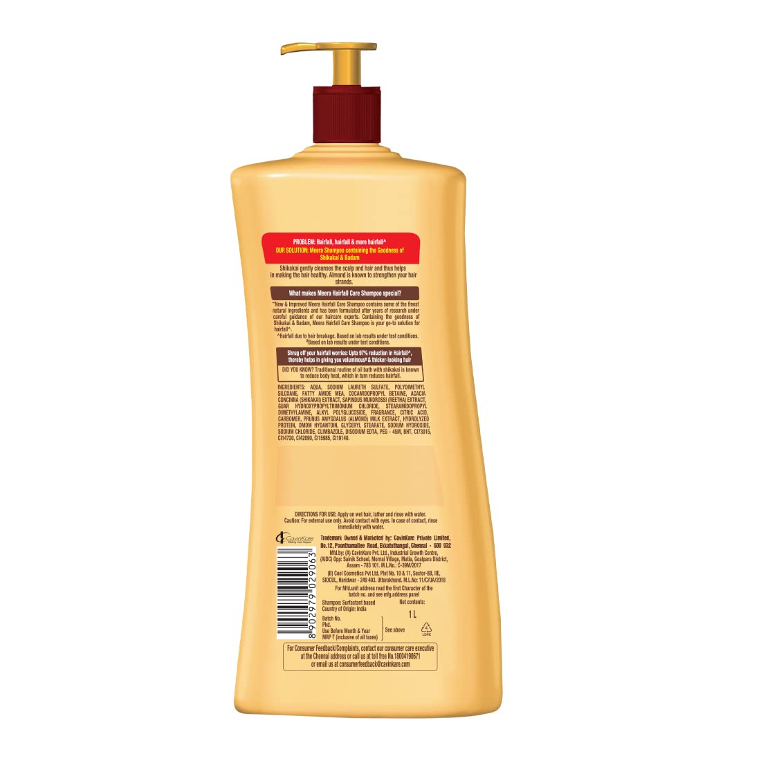 Meera Hairfall Care Shampoo|Badam & Shikakai | 1000ml 1 l (Pack of 1)