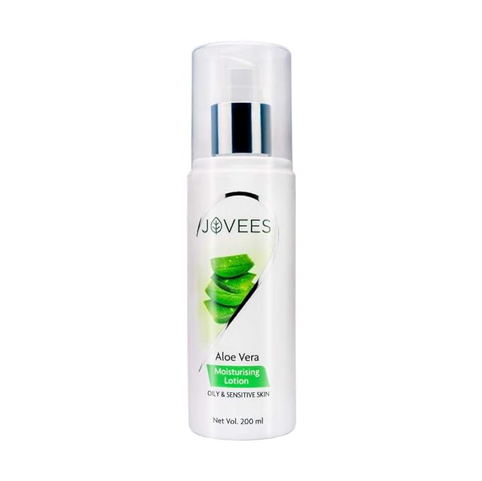 JOVEES HERBAL Jovees Aloe Vera Moisturising Lotion |With Sandal And Peach Extract |Nousishes, Heals and Hydrates Skin | For Oily And Sensitive Skin | Alcohol An